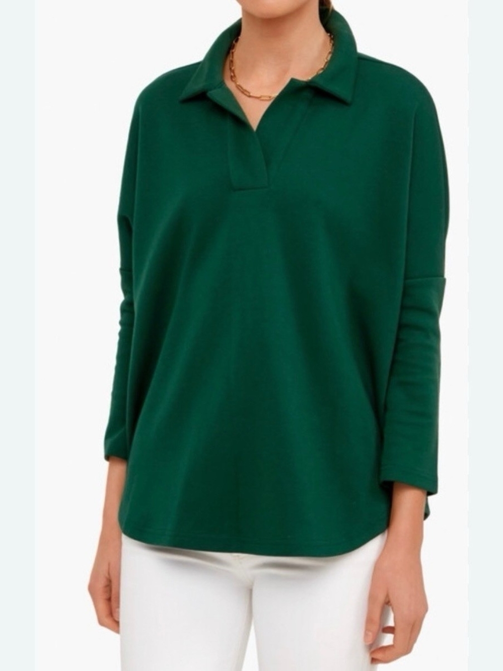 Pomander Place Forest Green Polo Collar Sweatshirt